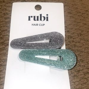 Rubi cotton on pack of barrettes glitter green and gray